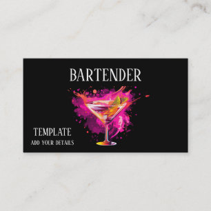 Tarjetas de visita de cóctel de barman mixólogo