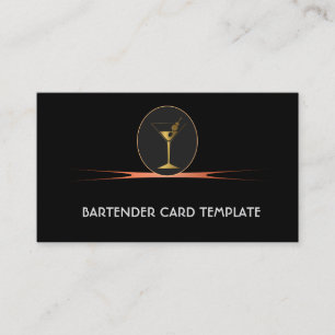 Tarjetas de visita de cócteles de oro de barcaza