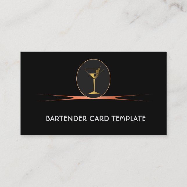 Tarjetas de visita de cócteles de oro de barcaza (Anverso)