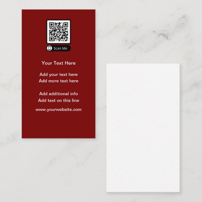Tarjetas de visita de código QR vertical de presup (Anverso / Reverso)