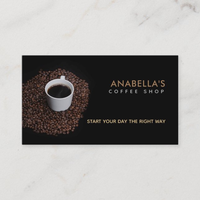 Tarjetas de visita de Coffee Shop (Anverso)