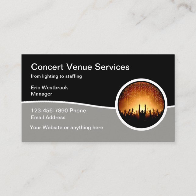 Tarjetas de visita de Concert Venue Services (Anverso)