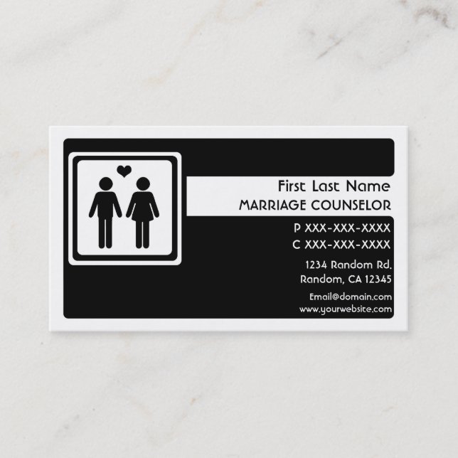 Tarjetas de visita de consejero de matrimonio blan (Anverso)