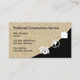 Tarjetas de visita de construcción