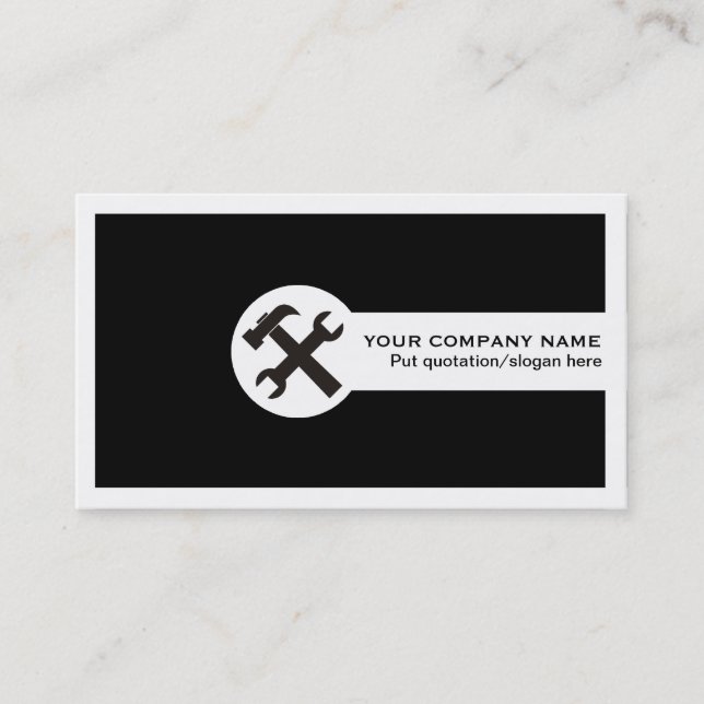 Tarjetas de visita de construcción - blanco negro (Anverso)