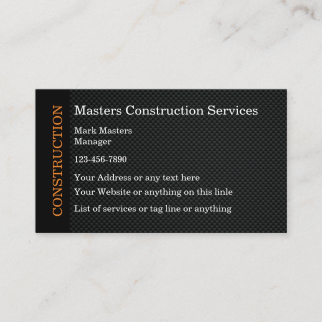 Tarjetas de visita de construcción Fondo de fibra  (Anverso)