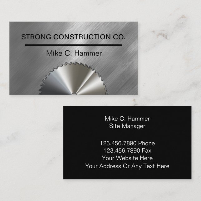 Tarjetas de visita de construcción metálica de Gua (Anverso / Reverso)