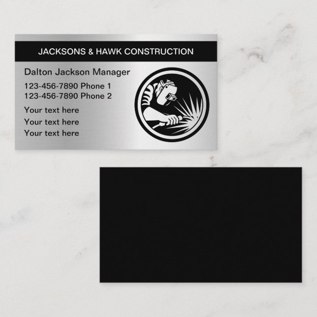 Tarjetas de visita de construcción metálica de Gua (Anverso / Reverso)