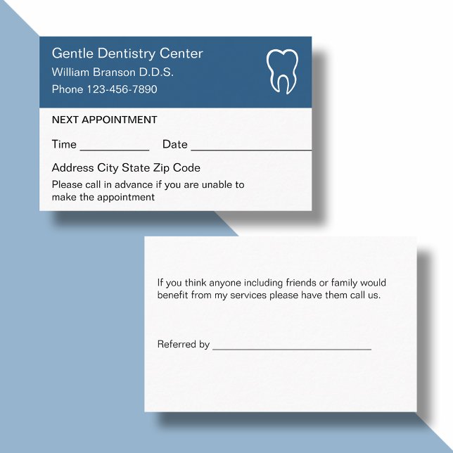 Tarjetas de visita de consulta de cita de Dentist  (Subido por el creador)
