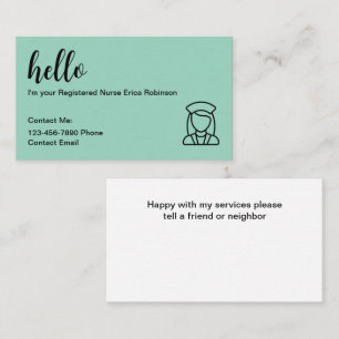 Tarjetas de visita de contacto de enfermeras regis