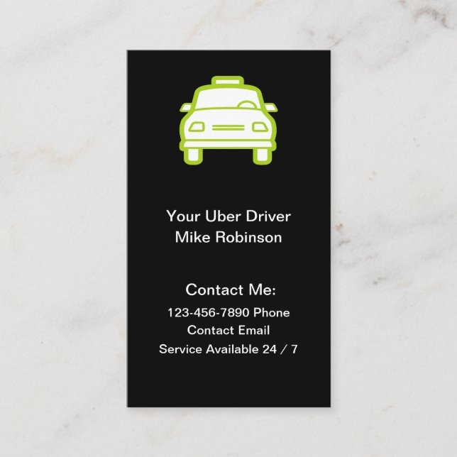 Tarjetas de visita de contacto simples de Uber Dri (Anverso)