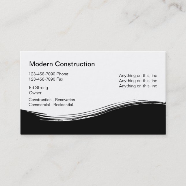 Tarjetas de visita de contratista de construcción  (Anverso)