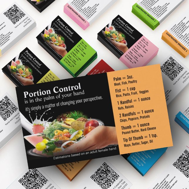 Tarjetas de visita de control de porción (Nutrition Mastery Business Cards in custom colors)