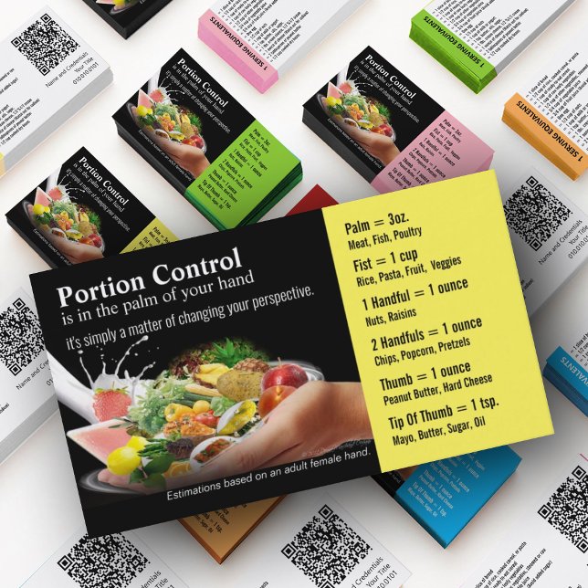 Tarjetas de visita de control de porción (Nutrition Mastery Business Cards in custom colors)