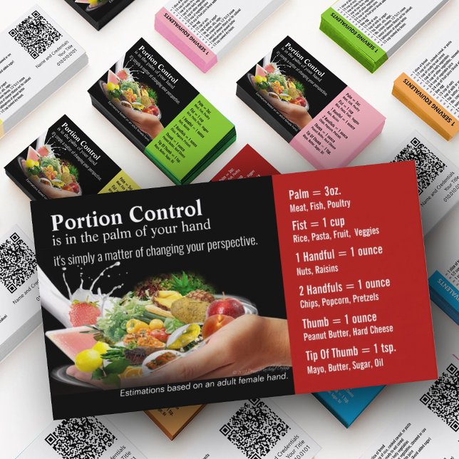 Tarjetas de visita de control de porción (Nutrition Mastery Business Cards in custom colors)