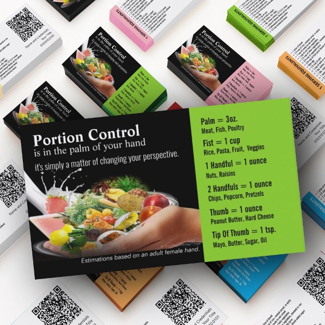 Tarjetas de visita de control de porción (Nutrition Mastery Business Cards in custom colors)