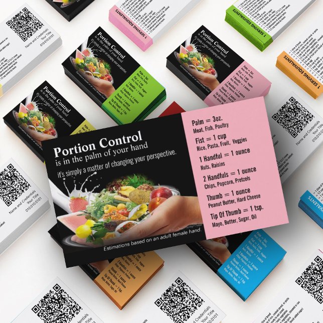 Tarjetas de visita de control de porción (Nutrition Mastery Business Cards in custom colors)