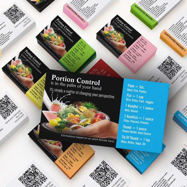 Tarjetas de visita de control de porción (Nutrition Mastery Business Cards in custom colors)