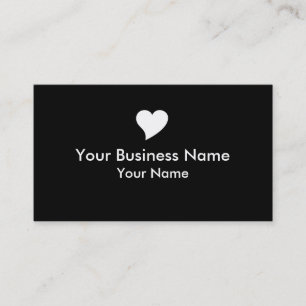 Tarjetas de visita de corazón simple y blanco negr