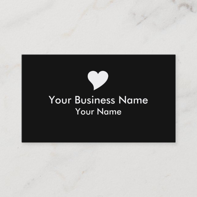 Tarjetas de visita de corazón simple y blanco negr (Anverso)