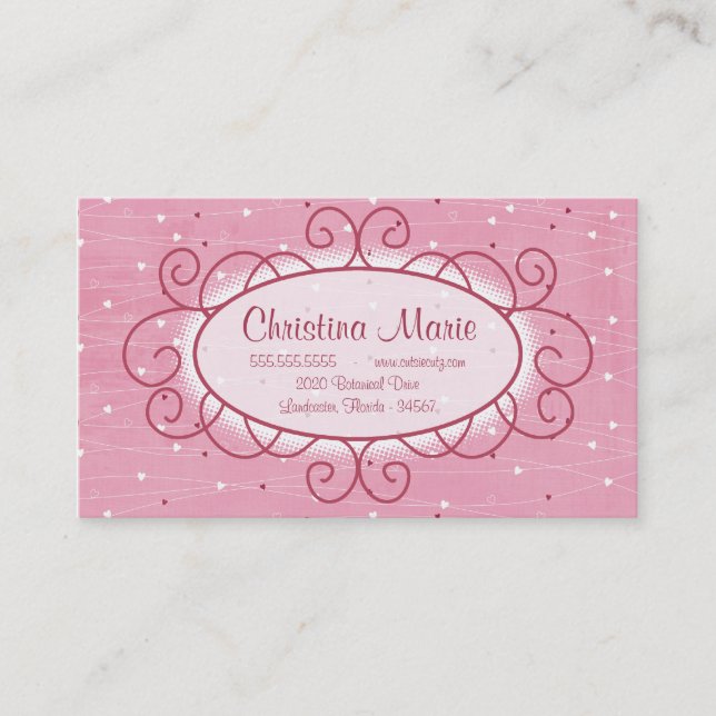 Tarjetas de visita de corazón y amor (Anverso)