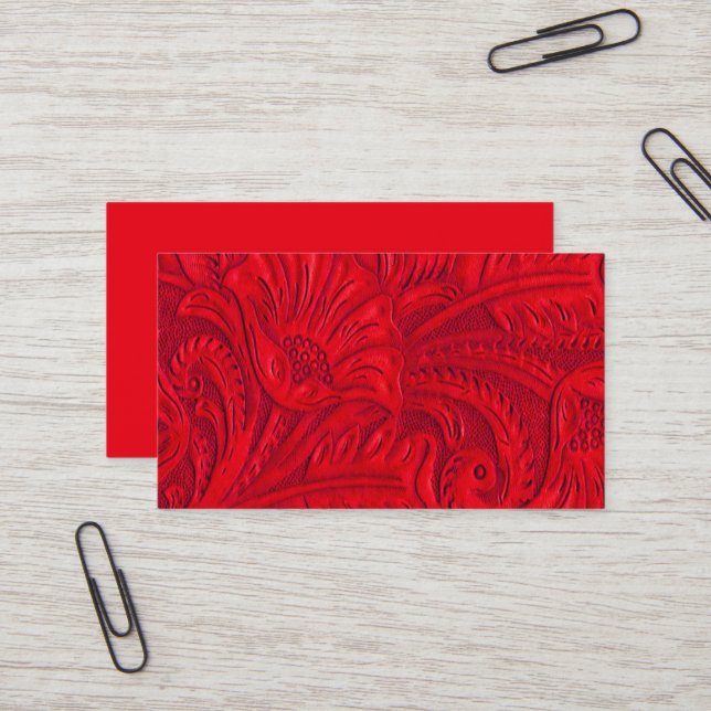 Tarjetas de visita de cuero rojas de la impresión (Anverso/Reverso In Situ)