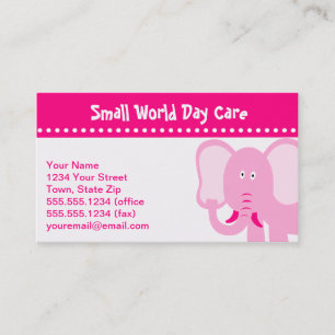 Tarjetas de visita de cuidado de día para elefante