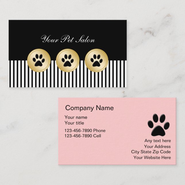 Tarjetas de visita de cuidado de mascotas (Anverso / Reverso)