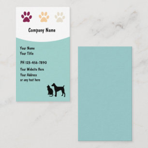 Tarjetas de visita de cuidado de mascotas