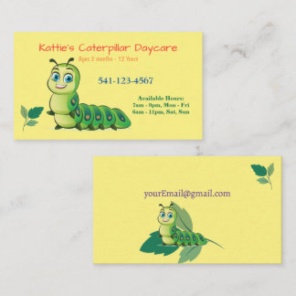 Tarjetas de visita de cuidado diurno de Caterpilla