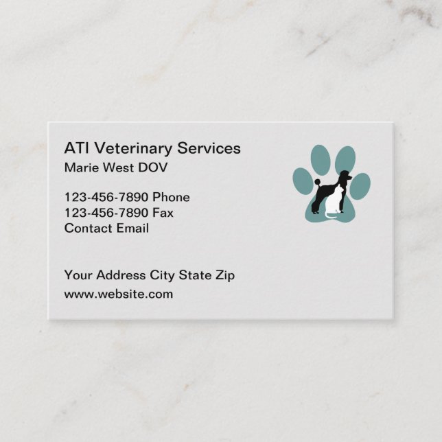 Tarjetas de visita de cuidado veterinario para mas (Anverso)
