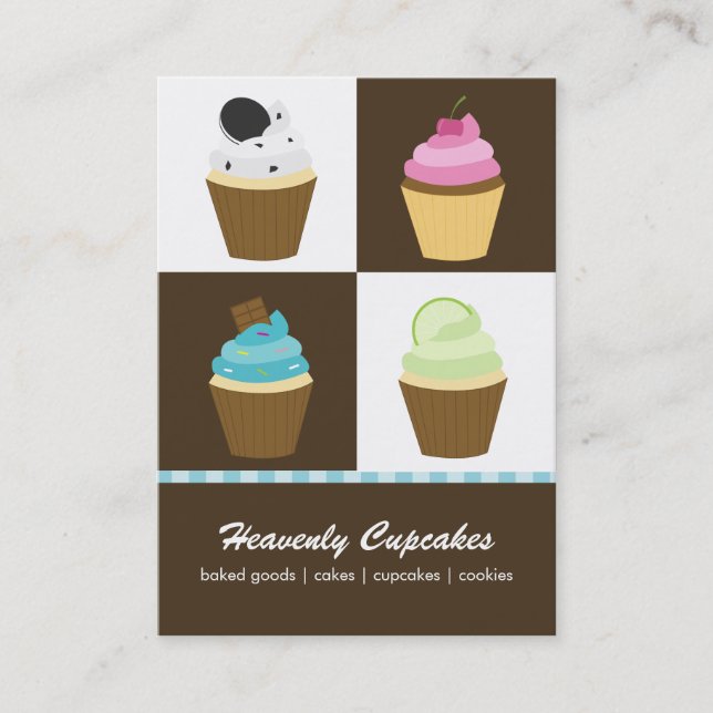 Tarjetas de visita de Cupcakes variadas (Anverso)
