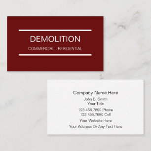Tarjetas de visita de demolición simple