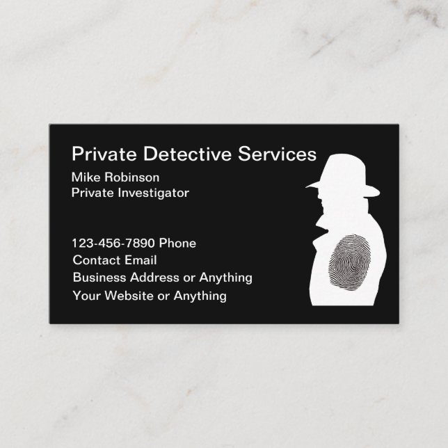 Tarjetas de visita de detective privado (Anverso)