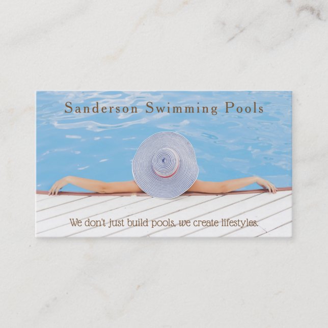 Tarjetas de visita de diseñador de la piscina (Anverso)
