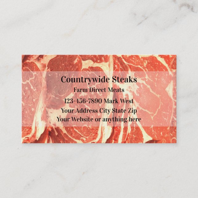 Tarjetas de visita de distribuidor de carne (Anverso)
