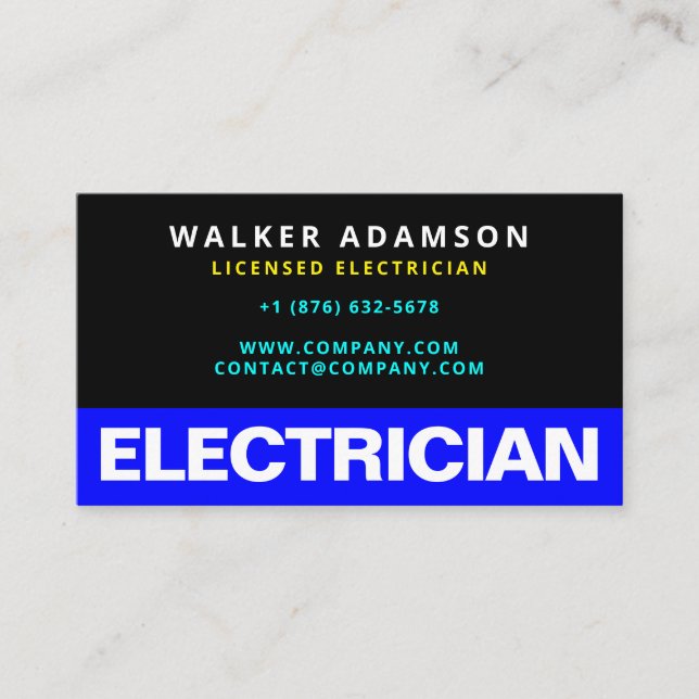 Tarjetas de visita de Electrician con licencia pro (Anverso)