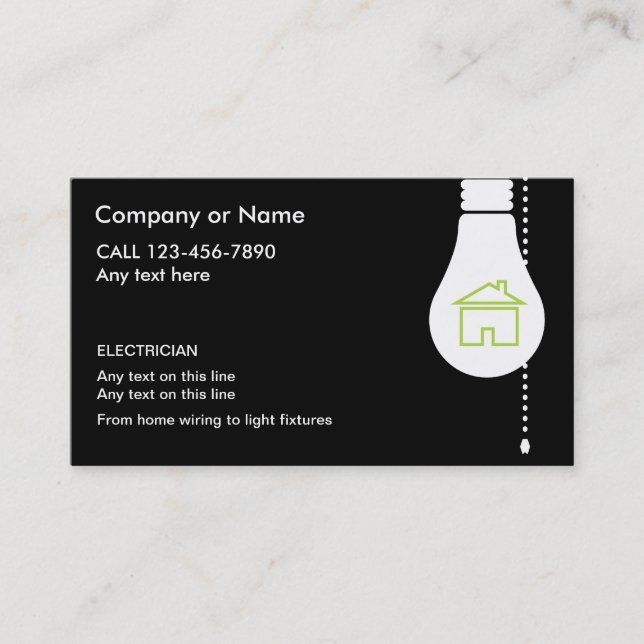 Tarjetas de Visita de Electricista (Anverso)