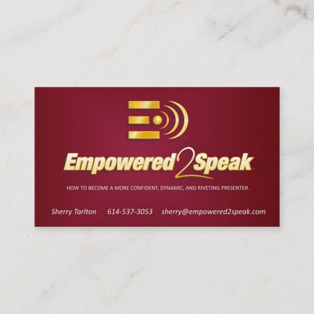 Tarjetas de visita de Empowered2Speak (Anverso)