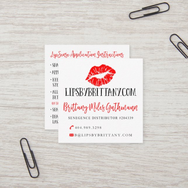 Tarjetas de visita de encargo de LipSense (Anverso/Reverso In Situ)