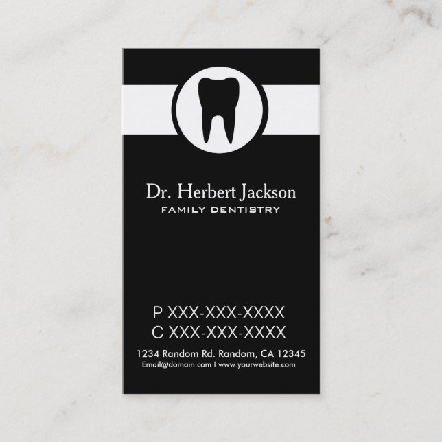 Tarjetas de visita de encargo del dentista (Anverso)