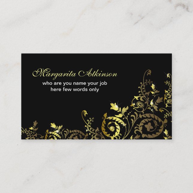 tarjetas de visita de encargo elegantes de oro del (Anverso)