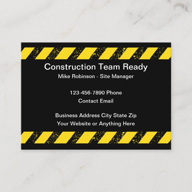Tarjetas de visita de equipo de construcción (Anverso)