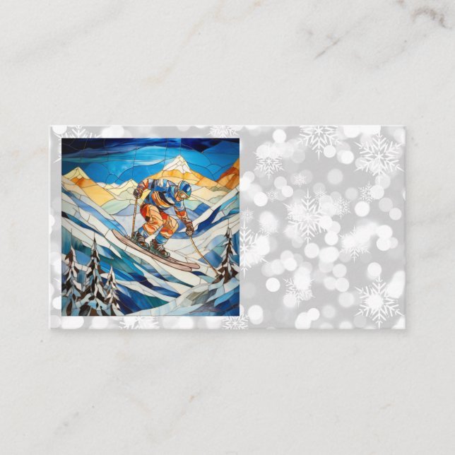 Tarjetas de visita de esquí de descenso (Anverso)