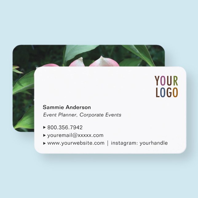 Tarjetas de visita de esquina redondeadas con logo (MISOOK White Business Card with Rounded Corners and Logo)