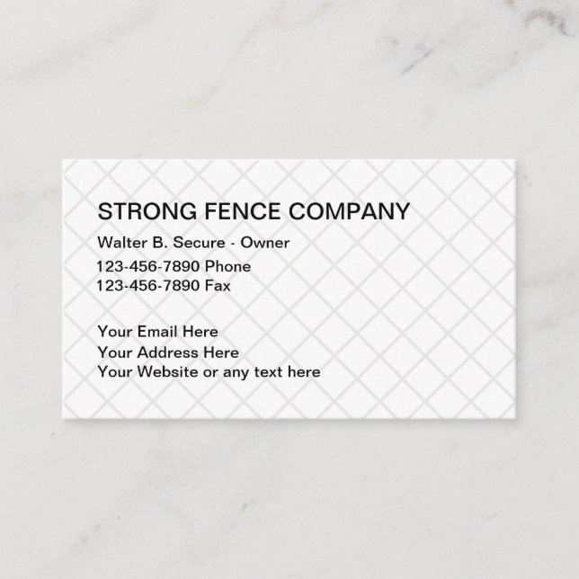 Tarjetas de visita de Fence Company (Anverso)