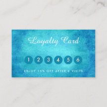 Tarjetas de visita de fidelización turquesa de col