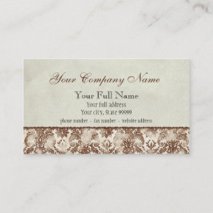 Tarjetas de visita de Fleur di Lys Damask Brown