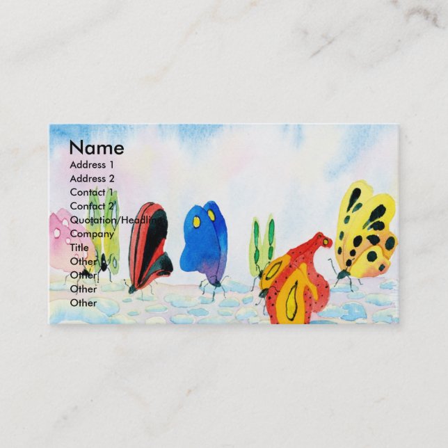 Tarjetas de visita de Flutterbies (Anverso)