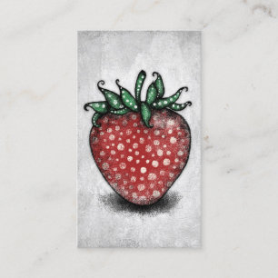 Tarjetas de visita de fresa - Verde rojo divertido